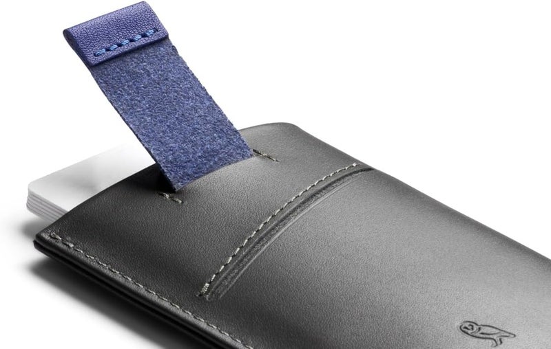 BELLROY Card Sleeve (Premium Leather Card Holder or Minimalist Wallet, Holds 2-8 Cards or Business Cards, Folded Note Storage) - CharcoalCobalt - Image 5
